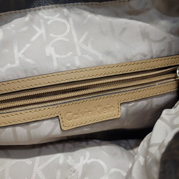 Calvin Klein Backpack Monogram Logo CK Print Drawstring Flap Bag - Picture 9 of 11